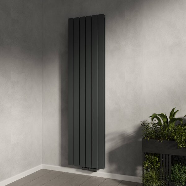 H08 LAVA ECO Vertikal Doppellagig Anthrazit 46 x 180 cm Paneelheizkörper Mittel- und Seitenanschluss