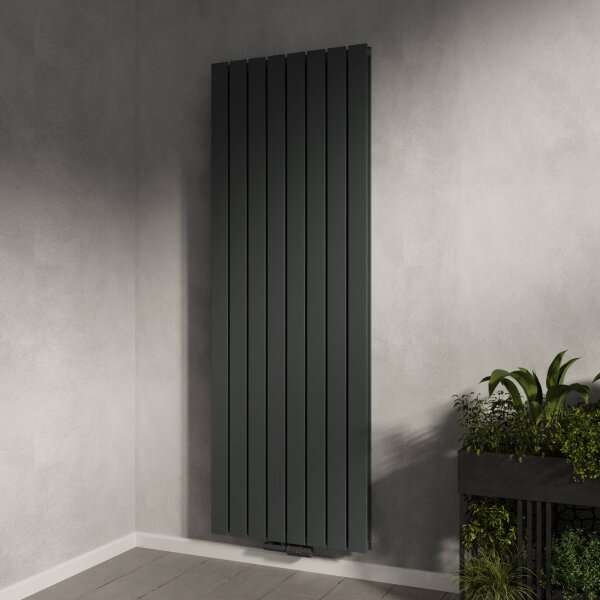 H08 LAVA ECO Vertikal Doppellagig Anthrazit 53 x 180 cm Paneelheizkörper Mittel- und Seitenanschluss