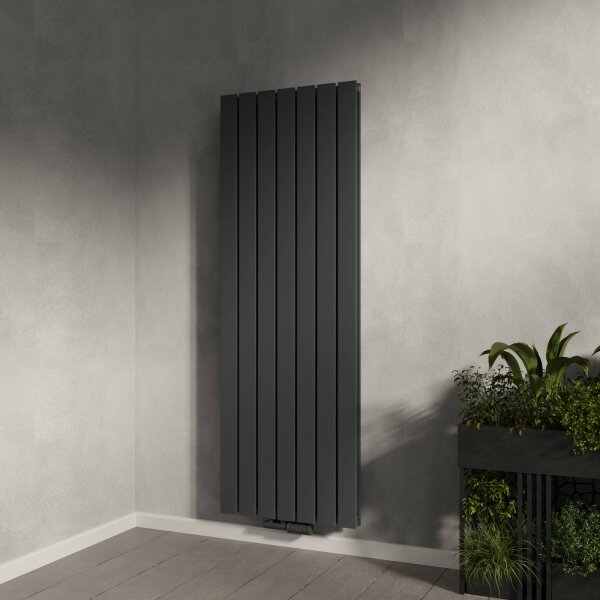 H08 LAVA ECO Vertikal Doppellagig Anthrazit 53 x 160 cm Paneelheizkörper Mittel- und Seitenanschluss