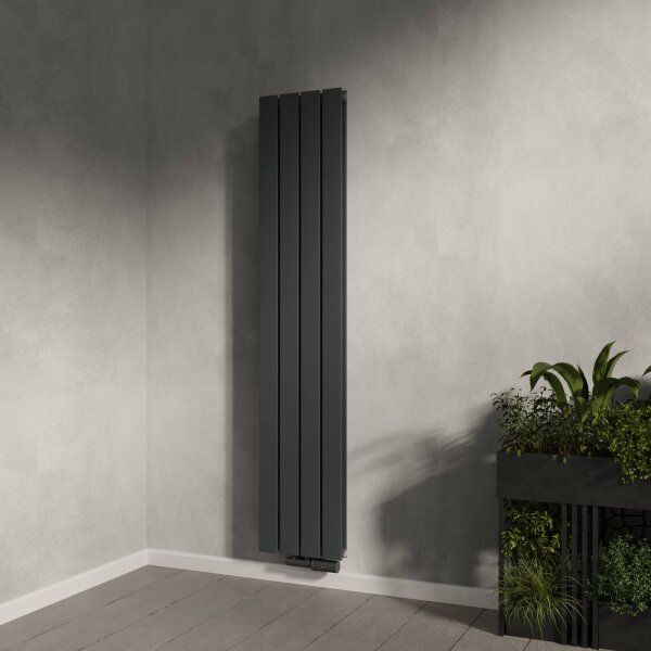 H08 LAVA ECO Vertikal Doppellagig Anthrazit 30 x 160 cm Paneelheizkörper Mittel- und Seitenanschluss