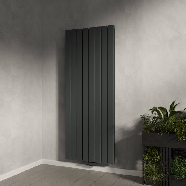 H08 LAVA ECO Vertikal Doppellagig Anthrazit 61 x 160 cm Paneelheizkörper Mittel- und Seitenanschluss