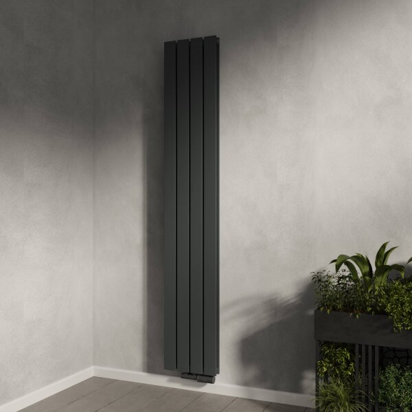 H08 LAVA ECO Vertikal Doppellagig Anthrazit 30 x 180 cm Paneelheizkörper Mittel- und Seitenanschluss