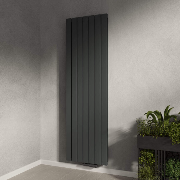 H08 LAVA ECO Vertikal Doppellagig Anthrazit 53 x 180 cm Paneelheizkörper Mittel- und Seitenanschluss