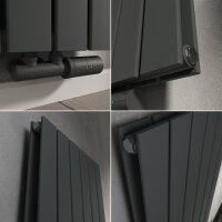 H08 LAVA ECO Vertikal Doppellagig Anthrazit 53 x 180 cm Paneelheizkörper Mittel- und Seitenanschluss