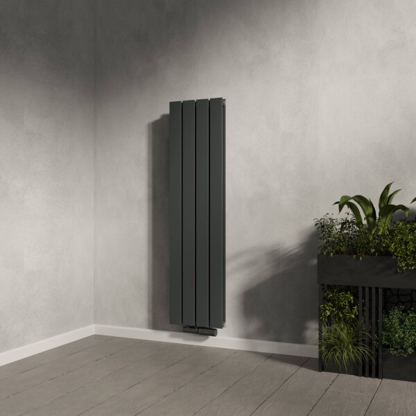 H08 LAVA ECO Vertikal Doppellagig Anthrazit 30 x 120 cm Paneelheizkörper Mittel- und Seitenanschluss