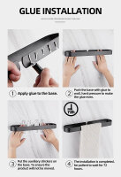 Gästehandtuchhalter selbstklebend Schwarz Matt 30 cm