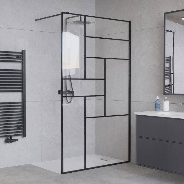 Duschwand Gitter Schwarz 8 mm 120 x 200 cm