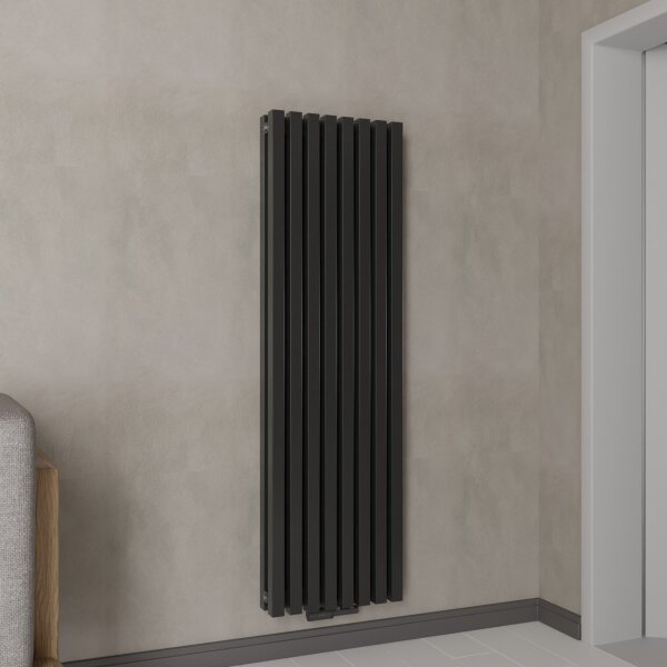 H09 RILA Schwarz 48 x 160 cm Paneelheizkörper Mittel- und Seitenanschluss