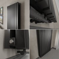 H09 RILA Schwarz 48 x 160 cm Paneelheizkörper Mittel- und Seitenanschluss
