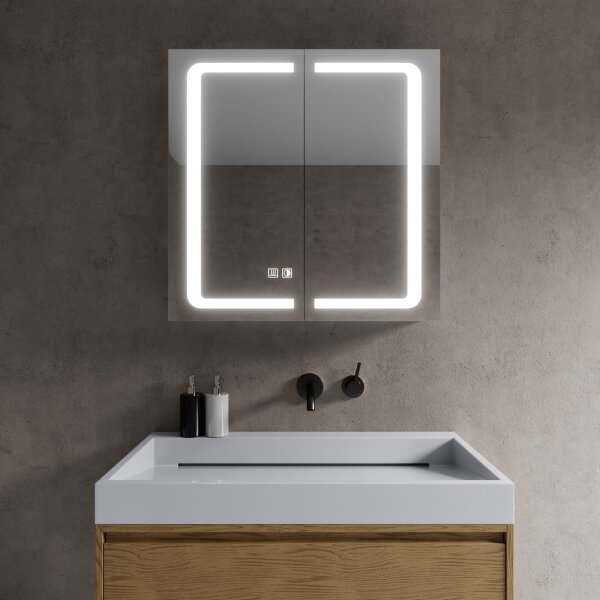 Beleuchteter Spiegelschrank 65 x 65 cm