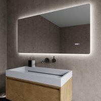 LED Spiegel mit Uhr 120 x 60 cm