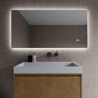LED Spiegel mit Uhr 120 x 60 cm