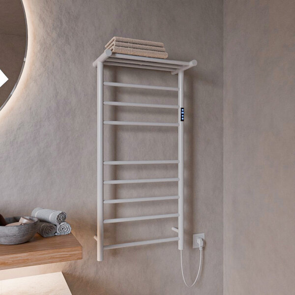 H12 PLUG-AND-HEAT mit Handtuchablage Weiß 50 x 100 cm Handtuchwärmer Elektrisch