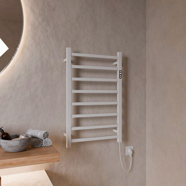 H13 PLUG-AND-HEAT kompakt mit eckigen Rohren Weiß 50 x 80 cm Handtuchwärmer Elektrisch