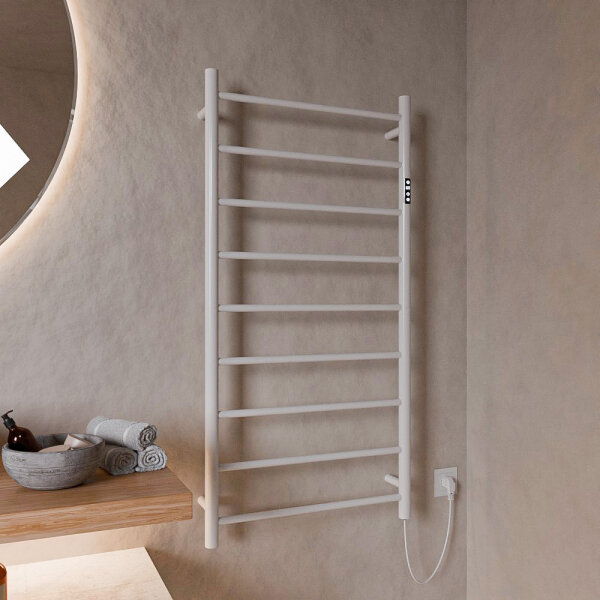 H16 PLUG-AND-HEAT mit runden Rohren Weiß 60 x 120 cm Handtuchwärmer Elektrisch