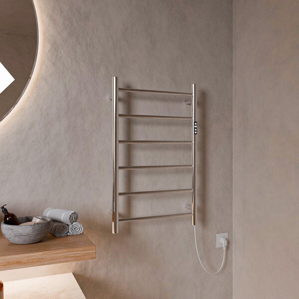 H16 PLUG-AND-HEAT mit runden Rohren Chrom 50 x 80 cm Handtuchwärmer Elektrisch