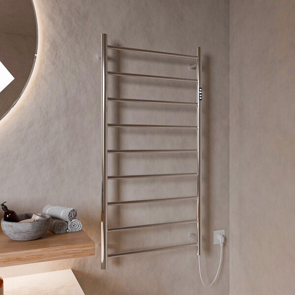H16 PLUG-AND-HEAT mit runden Rohren Chrom 60 x 120 cm Handtuchwärmer Elektrisch