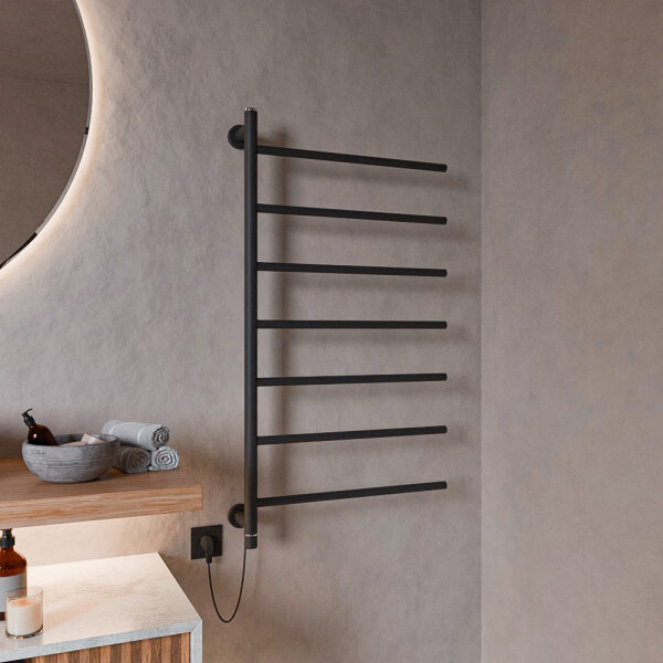 H18 PLUG-AND-HEAT Schwarz 60 x 100 cm Handtuchwärmer Elektrisch seitlich offen
